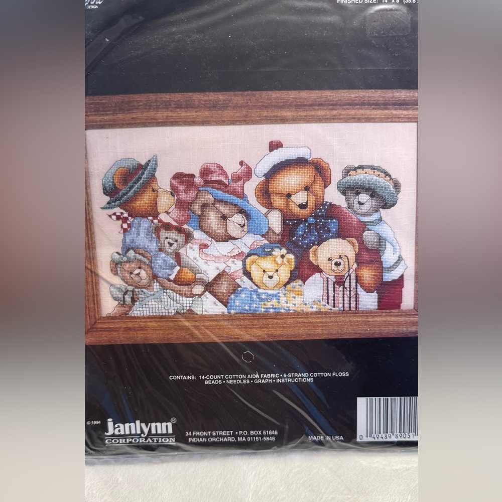 Janlynn Teddy Bear Cross Stitch Kit 14x8